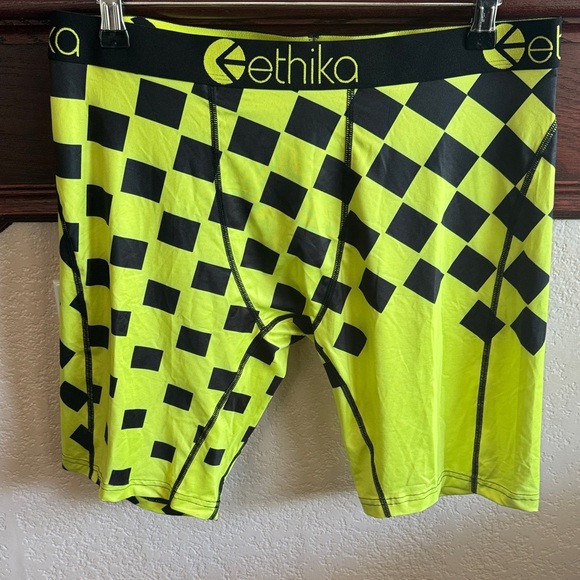 Ethika Men's Bright Yellow and Black Checkered Boxer Briefs Size XL NWT Undies - Picture 1 of 4